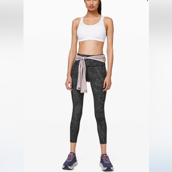 Lululemon Fast and Free Tight II 25" Free Spirit Grey Black Leggings Size 4 B27 - Picture 5 of 10